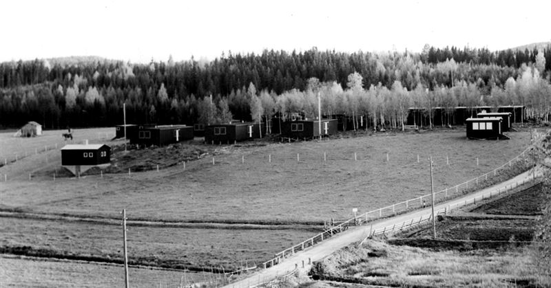 Miljöbild på interneringslägret i Berga Rengsjö 1944