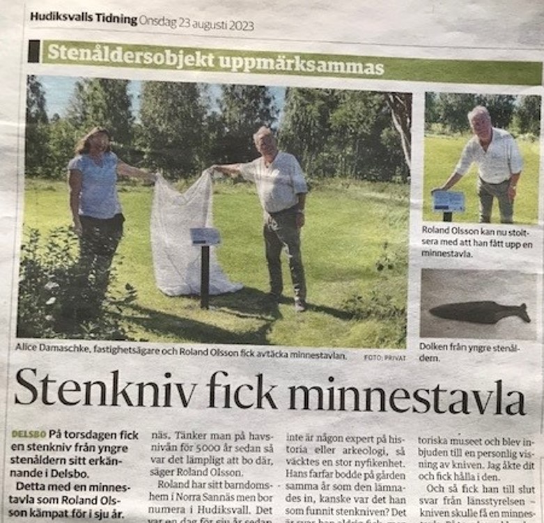 Fotografi på tidiningsartikeln från Hudiksvalls tidning.