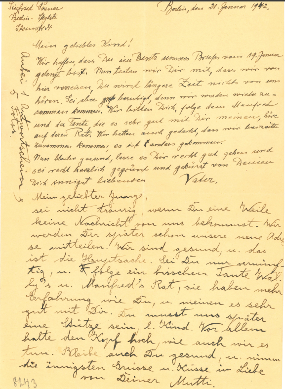 Bild av handskrivet brev.