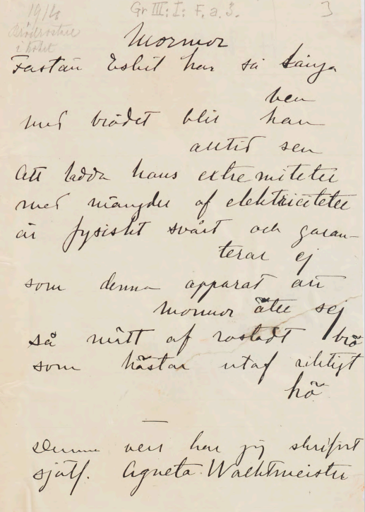 Handskriven text på papper.