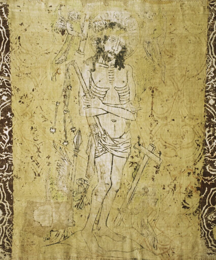 Jesus på textilie av linne. 