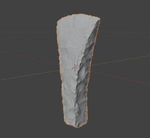 Skärmklipp som visar en 3D-modell av stenyxan.